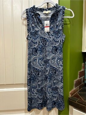 Sleeveless Blue Paisley Women’s Dress- Michael Kors size XS